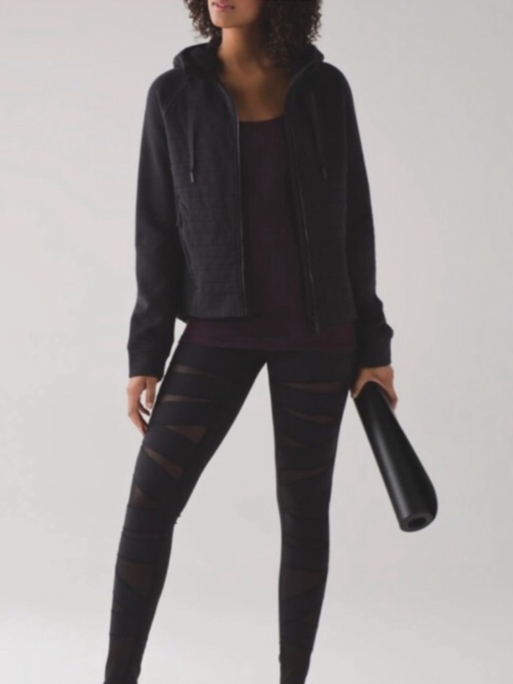 Lululemon Fleece Be True Hoodie Full Zip Up Jacket Size 6 Quilted Black …
